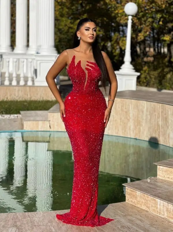 Sparkling Red Elegance Gown