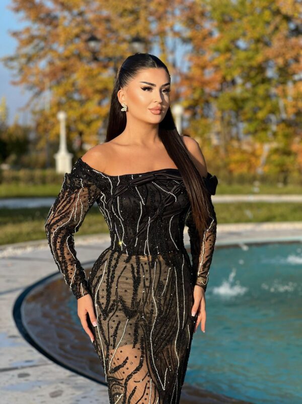 Black Sheer Sequin Gown - Image 2