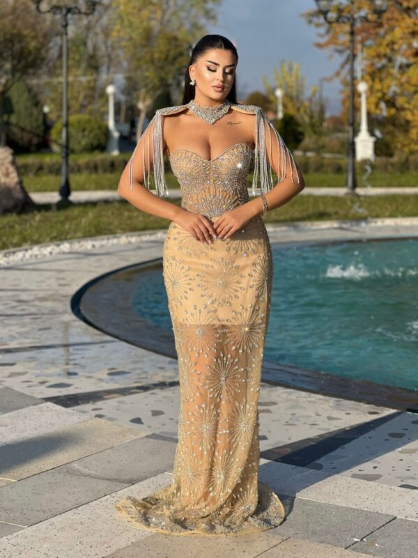 Gold Crystal Sheer Gown